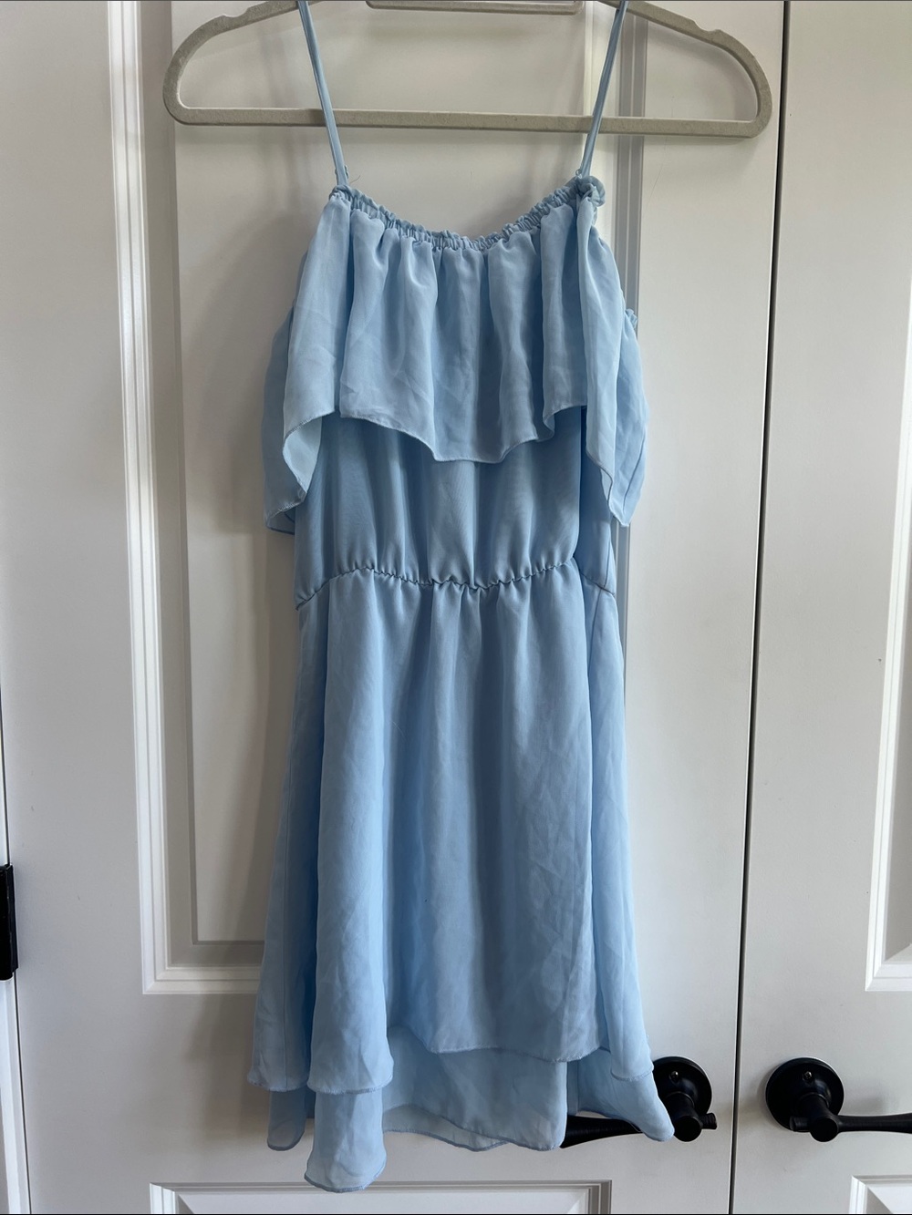 Divided Light Blue Ruffle Mini Dress